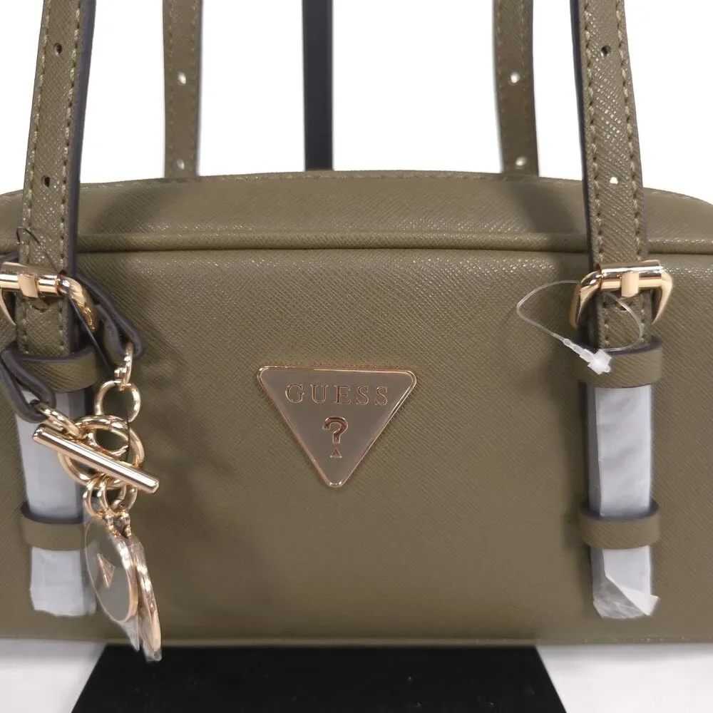 GUESS Womens New Zita Satchel Double Handle Shoulder Bag Olive Green SA731909
